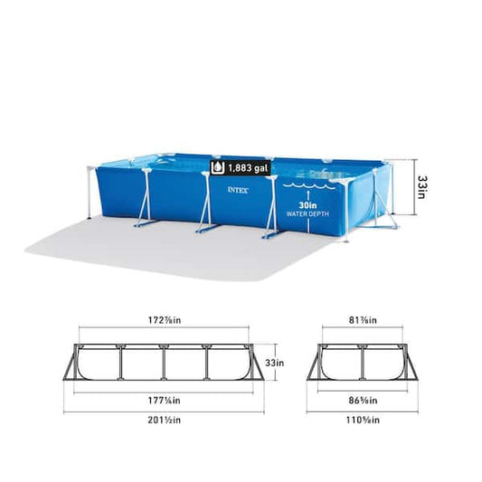 Intex Metal Frame Pool Approx 15 x 7.3 x 33in Ft Pool with Upgraded 1500gph Pump Free adapter with Purchase