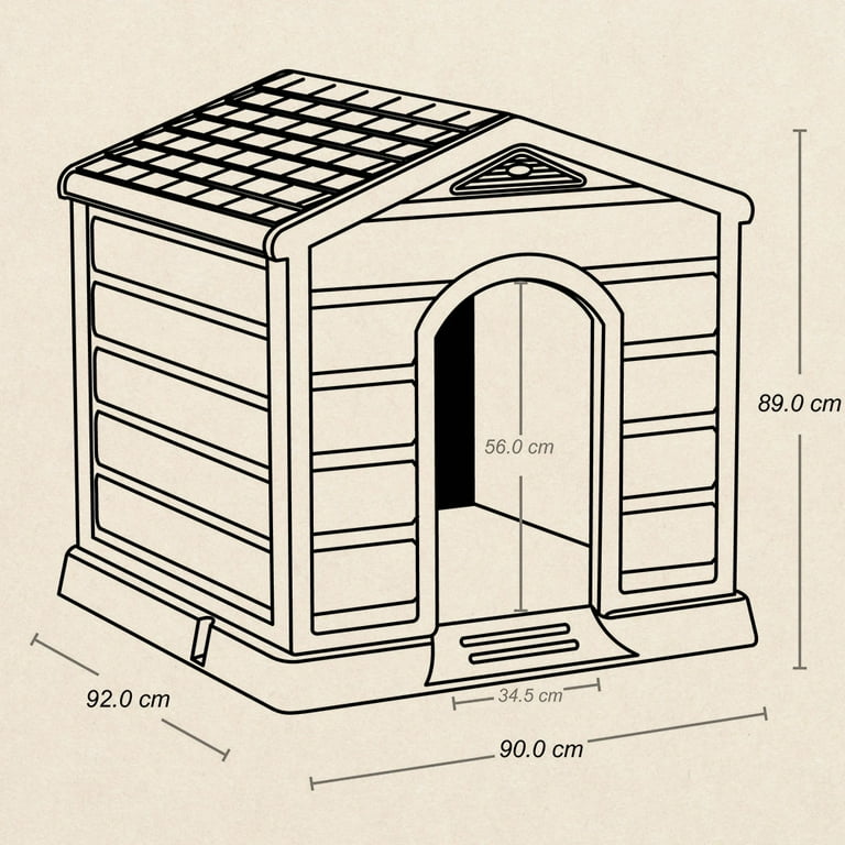Rimax Resin Dog House for Medium/ Large Breeds, Taupe/Black, 36"
