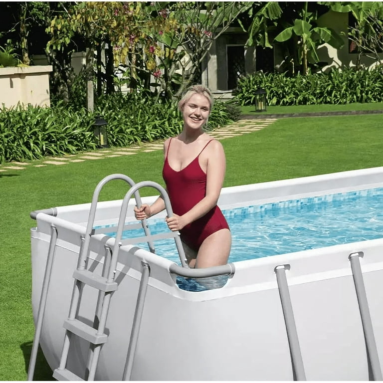 Bestway Rectangular Power Steel Above Ground Pool, 18' L x 9' W x 48" H